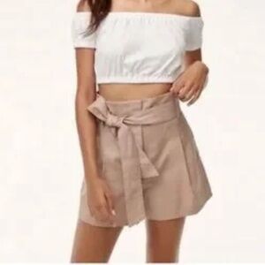 Aritzia Wilfred Marnie Paperbag Shorts Tan Sz 6